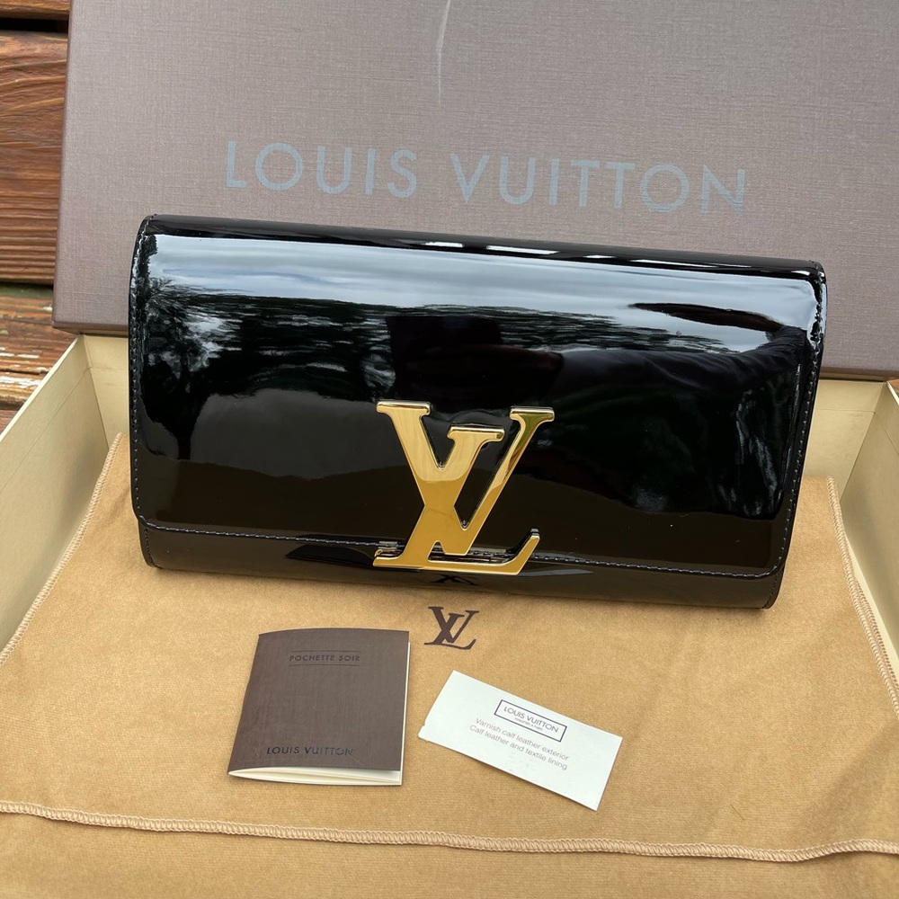 Louis Vuitton Vernis black patent leather clutch
